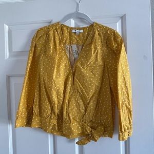 Madewell Mustard Star Tie Top